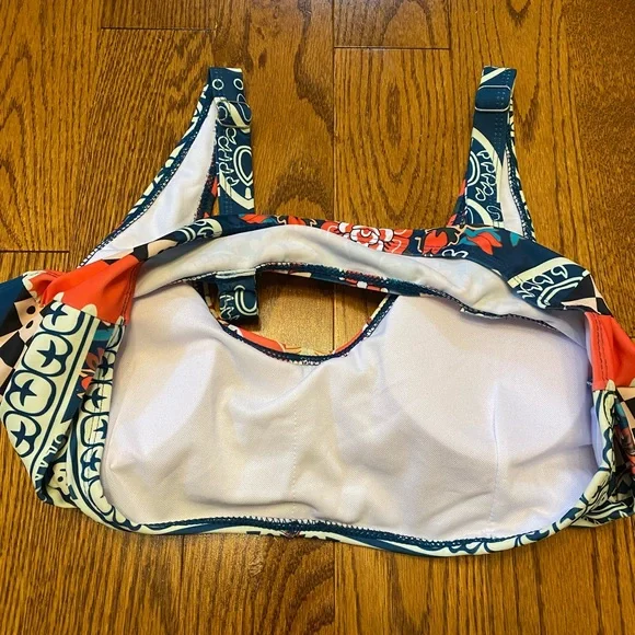 Bikini 2pc Lined Criss Cross top Floral adjustable bottoms Swimsuit NEW Size XL - Picture 10 of 12